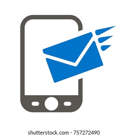 Smartphone Inbox Email Message Icon Vector. Phone Mail Envelope Illustration. Contact Us Logo Symbol.