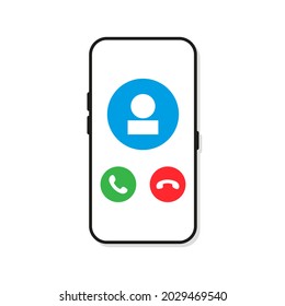 Smartphone with incoming call . Flat Design . Vector Illustration