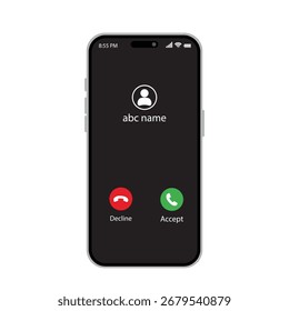 Benutzeroberflächenvorlage für Smartphone-Anrufbildschirm "Ablehnungsschaltflächen akzeptieren", Vektor.
