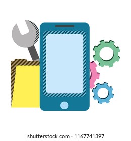 smartphone with industry equipment and folder file