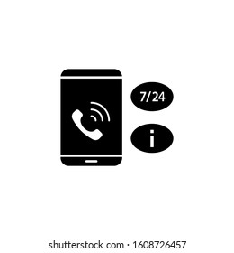 Smartphone info 7/24 icon. Simple connection sign icons for ui and ux, website or mobile application