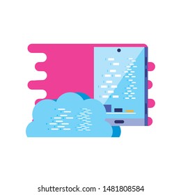 smartphone and infographic with cloud computing