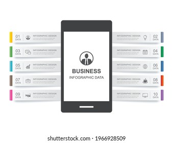 Plantilla de infografía de Smartphone con 10 datos para empresas.