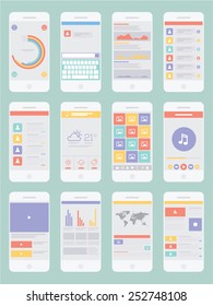 Smartphone Infographic  UI Flat Design Elements. Vector illustration 