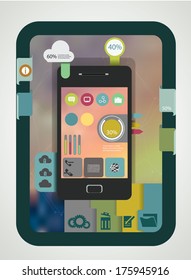 Smartphone infographics with modern flat design element and icon set