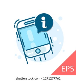 Smartphone with an information symbol. Vector modern line design illustration icon