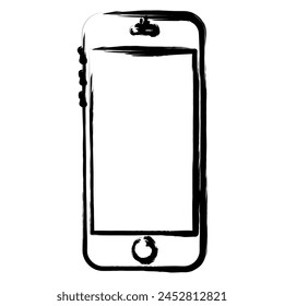 Smartphone Ink Brush Stroke Vector