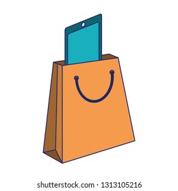 smartphone inside shopping bag