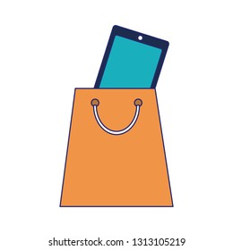 smartphone inside shopping bag