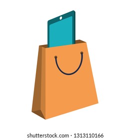 smartphone inside shopping bag