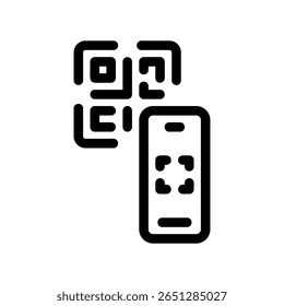 Smartphone interacting with a quick response code icon