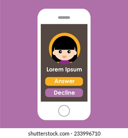 smartphone interface with cute cartoon character profile 
