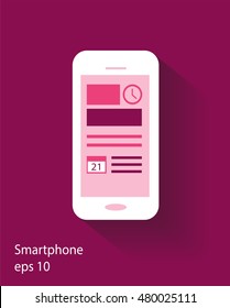 Smartphone interface material design pink color vector