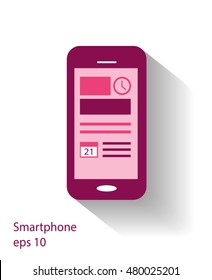 Smartphone interface material design pink color vector