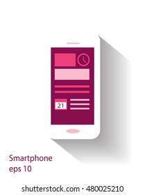 Smartphone interface material design pink color vector