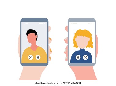 smartphone interface video call or online conference meeting on phone