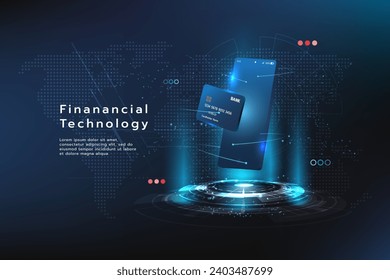 Smartphone and internet banking application. Online payment transaction via credit card. Smart wallet. Financial technology and business concept.