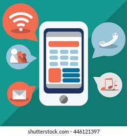 The smartphone the internet are important for searching information.They have many function and application.This is vector.