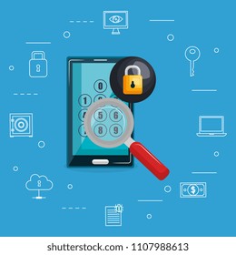 smartphone with internet security icons
