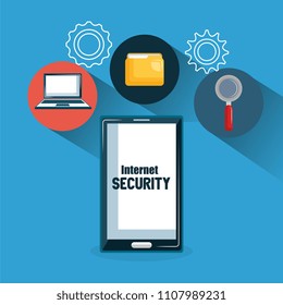 smartphone with internet security icons
