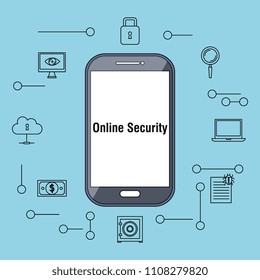 smartphone with internet security icons