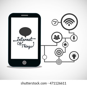 smartphone internet of things technology digital app appliances icon set. Flat illustration. Vector illustration