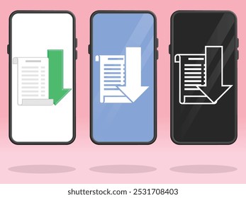 Smartphone Invoice Arrow Down Decrease Spending