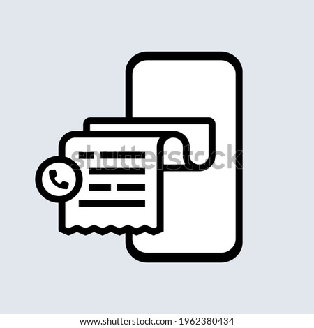 Smartphone with invoice bill paper icon. Concept of online payment, finance, tax. Vector EPS 10. Isolated on background.
