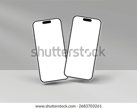 Smartphone iPhone 17 mockup. Two 3d mobile phones mockup on grey background