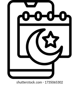 Smartphone with islamic calendar icon, ramadan festival related vector illustration