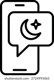 Smartphone com ícone de lua crescente islâmico
