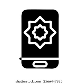 Smartphone with Islamic pattern. Concept of technology, religion, and mobile app.