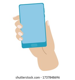 smartphone. Isolated hand with phone. Blank screen.