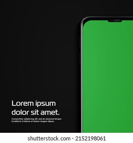 Smartphone aislado en fondo negro. Ilustración vectorial realista.