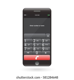 Smartphone isolated on light background, the dialling screen, vector