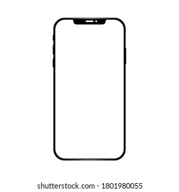 Smartphone isolated on white background. Phone frame less with a blank screen lying on a flat surface. Vector for Info graphic global business web site design. Mobile phone app