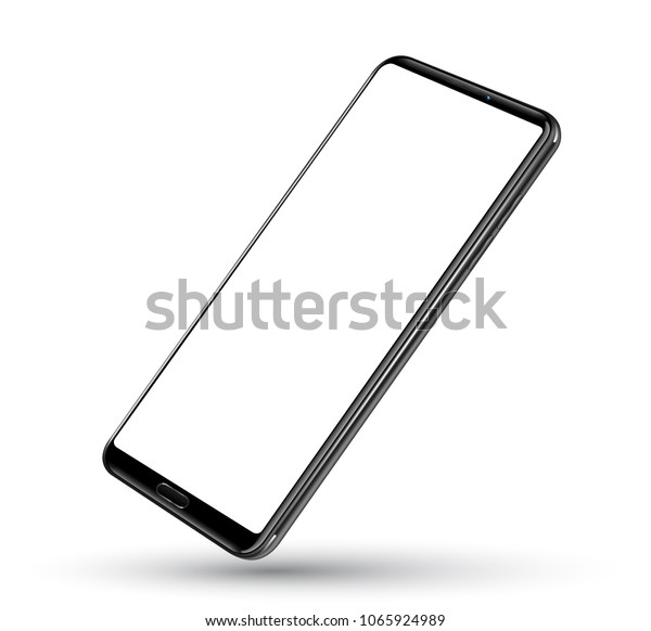 スマートフォンの透明なディスプレイ画面 黒いスマートフォンのモックアップ画像を画面に簡単に表示するベクターイラスト のベクター画像素材 ロイヤリティ フリー 1065924989