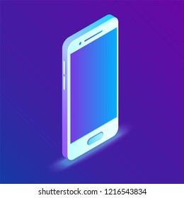 Smartphone. Isometric Smartphone. Created For Mobile, Web, Decor, Print Products, Application. Perfect for web design, banner and presentation. Vector Illustration.