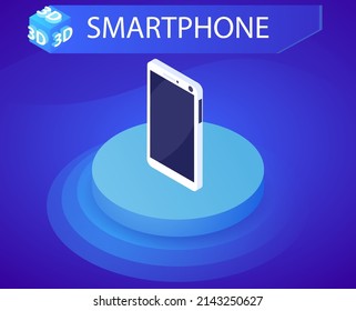 Icono de diseño isométrico de Smartphone. Ilustración web de vectores. 3.ª colorida concepción