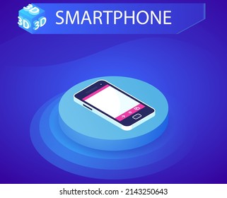 Icono de diseño isométrico de Smartphone. Ilustración web de vectores. 3.ª colorida concepción