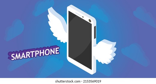 Icono de diseño isométrico de Smartphone. Ilustración web de vectores. 3.ª colorida concepción