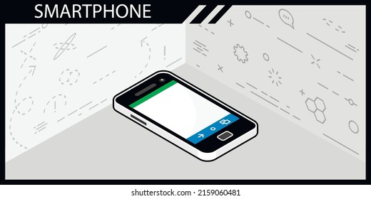 Icono de diseño isométrico de Smartphone. Ilustración web de vectores. 3.ª colorida concepción