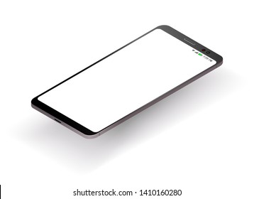 Smartphone in isometric and flat design styles, cell phone, flat isometric, mobile device,  modern technologies 
of communication and management, white smartphone, mockup display
