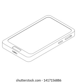 
Smartphone in isometric and flat design styles, mobile phone, flat isometry, mobile device, modern communication and control technologies, colorless smartphone - vector graphics