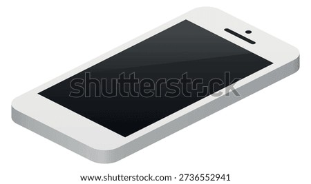 Smartphone isometric icon. Mobile phone with black screen