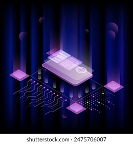 smartphone in isometric image, technology, app