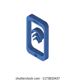 Smartphone isometric left top view 3D icon