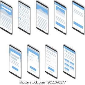 Ilustración vectorial de la serie de parodias isométricas de Smartphone