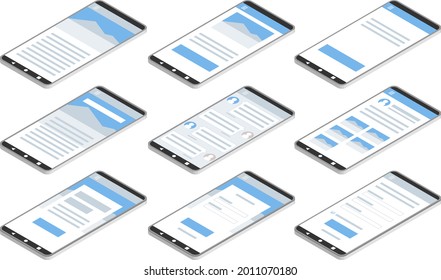 Ilustración vectorial de la serie de parodias isométricas de Smartphone