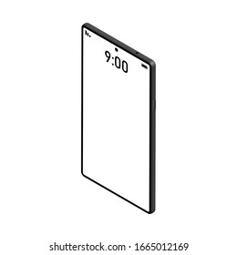 Pantalla blanca isométrica de smartphone negro.